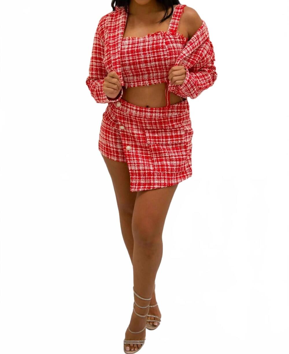 NEW WFFS clueless tweed mini skort set in red